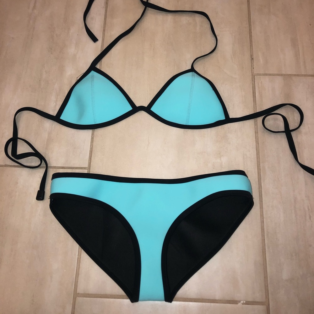 Aqua and Black Bikini Set